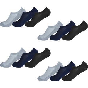 Gianvaglia - Unisex - Sneaker Sokken 6-pack - Grijs Blauw Zwart - Maat 35-40 - Korte Sokken
