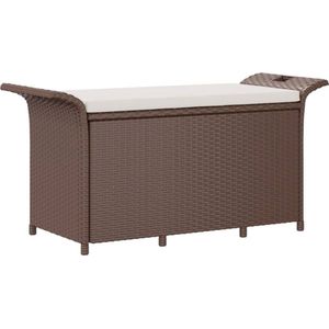 vidaXL Tuinbank met kussen - 116x46x57 cm - Bruin Tuinbank - Poly Rattan - Buitentijdbank - Lounge Bank - Tuinset