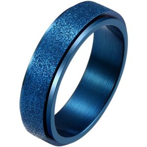 Despora - Anxiety Ring - (Glitter) - Stress Ring - Fidget Ring - Draaibare Ring - Spinning Ring - Spinner Ring - Blauwkleurig RVS - (17.25 mm / maat 54)