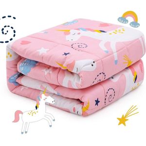 Sivio - Verzwaringsdeken Kind 1,3kg - 90 x 120cm - Zwaartedeken - OEKO-TEX Katoen - Weighted Blanket - Kind Beter slapen - Verzwaarde Deken - Katoen Roze Eenhoorn