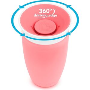 Munchkin Miracle Anti-Lek 360° Drinkbeker - Sippy Cup - Oefenbeker voor Baby en Kind - 296ml - Roze