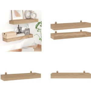 vidaXL Wandschappen 2 st 60x15x6 cm massief teakhout - Wandschap - Wandschappen - Zwevend Schap - Plank