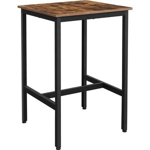 Signature Home Hilly hoge bartafel - tafel - hoge eettafel - lessenaar met stevig stalen frame - keuken Tafel  - industriële - vintage bruin-zwart - 60 x 60 x 90 cm