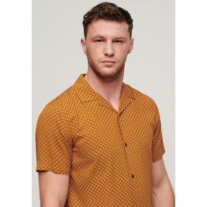Superdry Overhemd Short sleeve Oranje Geo Tan Print - Maat M - Heren - Overhemden Casual