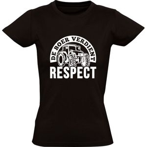 De boer verdient respect Dames T-shirt | trots op de boer | stikstof | stikstofbeleid | cadeau | kado | shirt