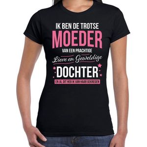 Trotse moeder / dochter cadeau t-shirt zwart voor dames - verjaardag / Moederdag - cadeau / bedank shirt L