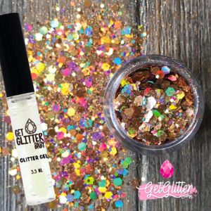 GetGlitterBaby® Gouden Chunky Festival Glitters voor Lichaam en Gezicht / Face Body Jewels Glitterlijm / Gel Glittergel - Goud - en Glitter Lijm HuidLijm