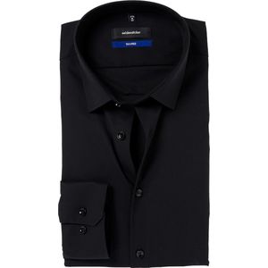 Seidensticker shaped fit overhemd - zwart - Strijkvrij - Boordmaat: 45