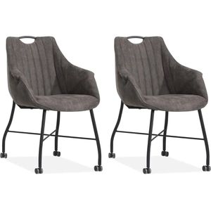 MX Sofa Eetkamerstoel Metric - Antraciet (set van 2 stoelen)