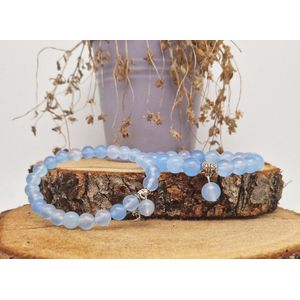 Handgemaakte Natuursteen Armbanden "" Blauwe Jade "" 10 mm - Met Natuursteen Hanger - Een bijzonder cadeau voor vrienden en familie