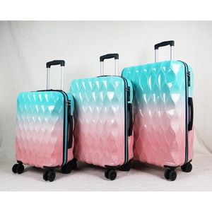 Senella Luxe kofferset - 3-delige kofferset - Reiskoffer met wielen - ABS kofferset - Hardcase kofferset - TSA slot - Luxe design - Beige/babyblauw