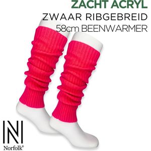 Norfolk - Beenwarmers - Zacht acryl - Ribgebreid - Zacht en Warm - Neon Roze - 58 cm - Leslie
