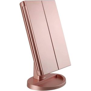 Verlichte make-upspiegel met vergrotende spiegel - LED-verlichting touchscreen-schakelaar - 180 graden verstelbaar - tafel make-upspiegel