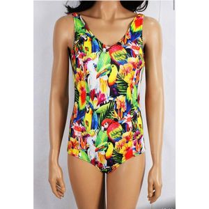 Badpak- Tropische Vogelprint Zwempak- Vrouwen Badmode Bikini Strandkleding Zwemkleding 422- Meerkleurig met vogelprint- Maat 34/XXXS