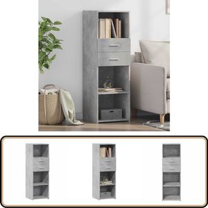 vidaXL Hoge kast - 40x42,5x124 cm - Bewerkt hout - Grijs Scandinavisch Design - Houten Kast - Opbergkast - Woonkamer Kast - Keuken Kast