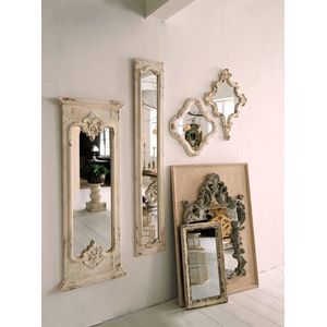 Wandspiegel  30*4*176 cm - Wit Hout Glas