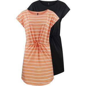 Only Dames Jurk ONLMAY S/S DRESS 2er Pack regular fit Oranje XXL Rundhals Volwassenen