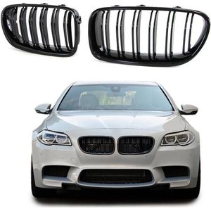 Grille glanzend zwart voor BMW 5 serie F10 en F11. Sportgrille met dubbele spijl voor sedan en touring modellen tussen 01.2009- 02.2017