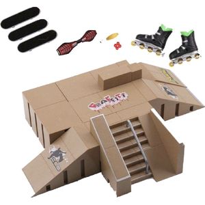 Fingerboard Skatepark - Fingerboard Set - Mini Skateboard Tech - Vingerbord - Incl 3 Skateboards - 1 Waveboard - 1 Paar Skates - Deck - Ramps