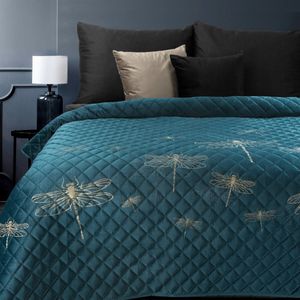 Oneiro’s luxe LORI Beddensprei Turquoise - 220x240 cm – bedsprei 2 persoons - beige – beddengoed – slaapkamer – spreien – dekens – wonen – slapen