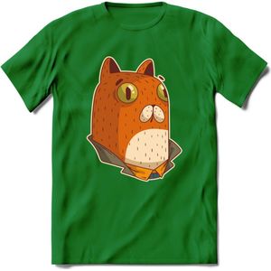 Casual kat T-Shirt Grappig | Dieren katten Kleding Kado Heren / Dames | Animal Skateboard Cadeau shirt - Donker Groen - XXL