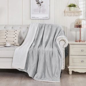 Livano Deken - Pluche - Wollen - Dekentje - Fleece - Plaid - Knuffeldeken - Bank Deken - 2 Persoons Groot - Licht Grijs