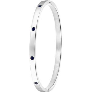 Lucardi Dames Armband bangle geboortestenen - Staal - Armband - Cadeau - Stijlvol - Zilverkleurig
