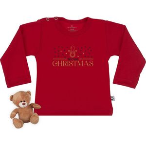 Baby t shirt met tekst print ""Mijn eerste Kerstmis"" - Rood - Lange mouw - maat 74