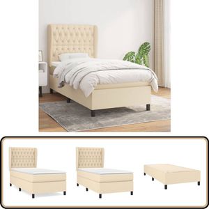 vidaXL Boxspring - Crème - Inclusief Matras - 100x200 cm Boxspringbed - Boxspring - Slaapkamerinrichting - Tweepersoonsbed - Bed Frame