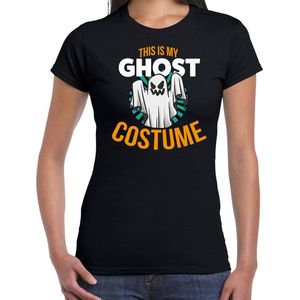 Verkleed t-shirt ghost costume zwart voor dames - Halloween kleding S