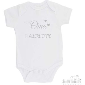 100% katoenen Romper ""Mijn oma is de allerliefste"" Jongens Katoen Wit/zilver shiny Maat 56/62