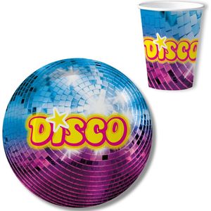 Disco feest wegwerpbordjes en bekertjes - 10x - D23 cm - jaren 80/disco themafeest