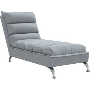vidaXL Chaise Longue - Lichtgrijs - Inclusief Kussens Chaise Longue - Loungestoel - Relaxstoel - Licht Grijs Meubilair - Stoffen Fauteuil