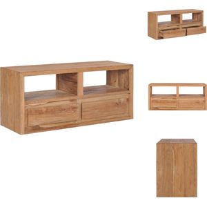 vidaXL TV-meubel - Massief Teakhout - Vintage stijl - 90 x 30 x 40 cm - Met 2 lades en 2 open vakken - Kast