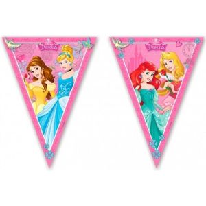 Set van 2x stuks Disney prinses vlaggenlijnen 2,3 meter - Feestartikelen en kinder verjaardag slingers versieringen
