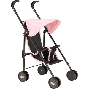 Mini Kinderwagen Zwart Roze - Poppen Buggy Leeftijd 3+ - Opvouwbare Wandelwagen Kinderwagen