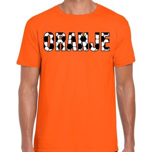 Bellatio Decorations Oranje supporter shirt heren - voetbalpatroon - oranje - EK/voetbal - Nederland XXL