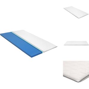 vidaXL Topmatras - Visco Traagschuim - D30 - 100x200x6 cm - Drukverlichting - Comfortabel - Makkelijk schoon te houden - Wit/Blauw - Topmatras