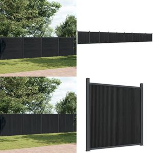 vidaXL Schuttingpaneel 1564x186 cm HKC grijs - Schuttingpaneel - Schuttingpanelen - Hek - Schutting
