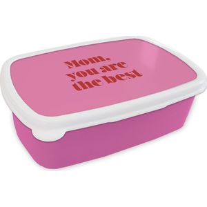 Broodtrommel Roze - Lunchbox Moeder - Boodschap -Roze - Brooddoos 18x12x6 cm - Brood lunch box - Broodtrommels voor kinderen en volwassenen
