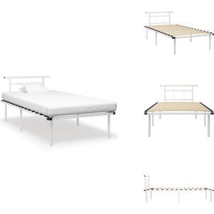 vidaXL Bedframe - Bedframes - Eenpersoonsbed - Eenpersoonsbedden - Bedframe metaal wit 100x200 cm