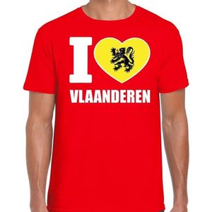 T-shirt I love Vlaanderen voor heren - rood - Vlaamse shirtjes / outfit XL