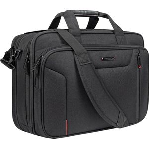 Uitbreidbare Laptoptas voor 17,3 Inch Laptop - Waterbestendige Aktetas voor Heren en Dames, Ideaal voor Kantoor en Werk, Zwart