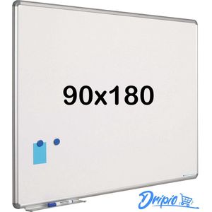 Whiteboard 90x180 cm - Emailstaal - Magnetisch - Magneetbord - Memobord - Planbord - Schoolbord - inclusief montageset