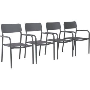 sweeek - Set van 4 stapelbare tuinstoelen savannah van aluminium en textileen, 57,5 x 54 x 86 cm