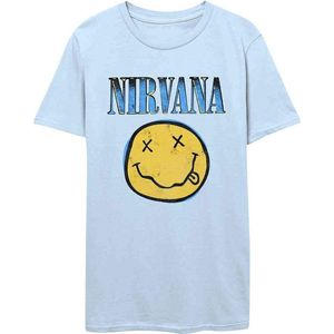 Nirvana - Xerox Happy Face Blue Heren T-shirt - S - Blauw