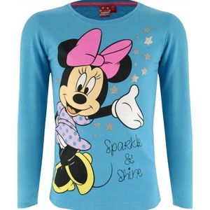 Disney Minnie Mouse - Shirt - Meisjes - lange mouw - blauw - maat 104/110