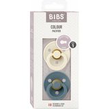 BiBS - Colour Pacifier - Stage 2 Fopspeen - 6+ maanden - 2 stuks - Ivory / Petrol