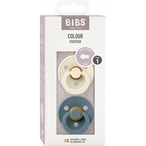 BiBS - Colour Pacifier - Stage 2 Fopspeen - 6+ maanden - 2 stuks - Ivory / Petrol