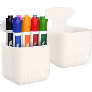 Magnetische Marker Houder 2 Pack - Marker Houder voor Whiteboard - Penhouder Potlood Opslag - Kantoorkluis Koelkast Wit .